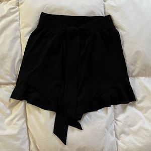 Black Express Tie Flowy Shorts